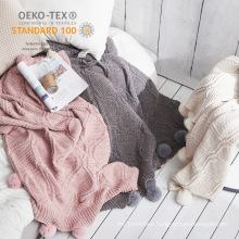 Super Soft Textured Solid Decorative Knit Throw Blanket Lightweight Knitted Blanket For Bed And Sofa